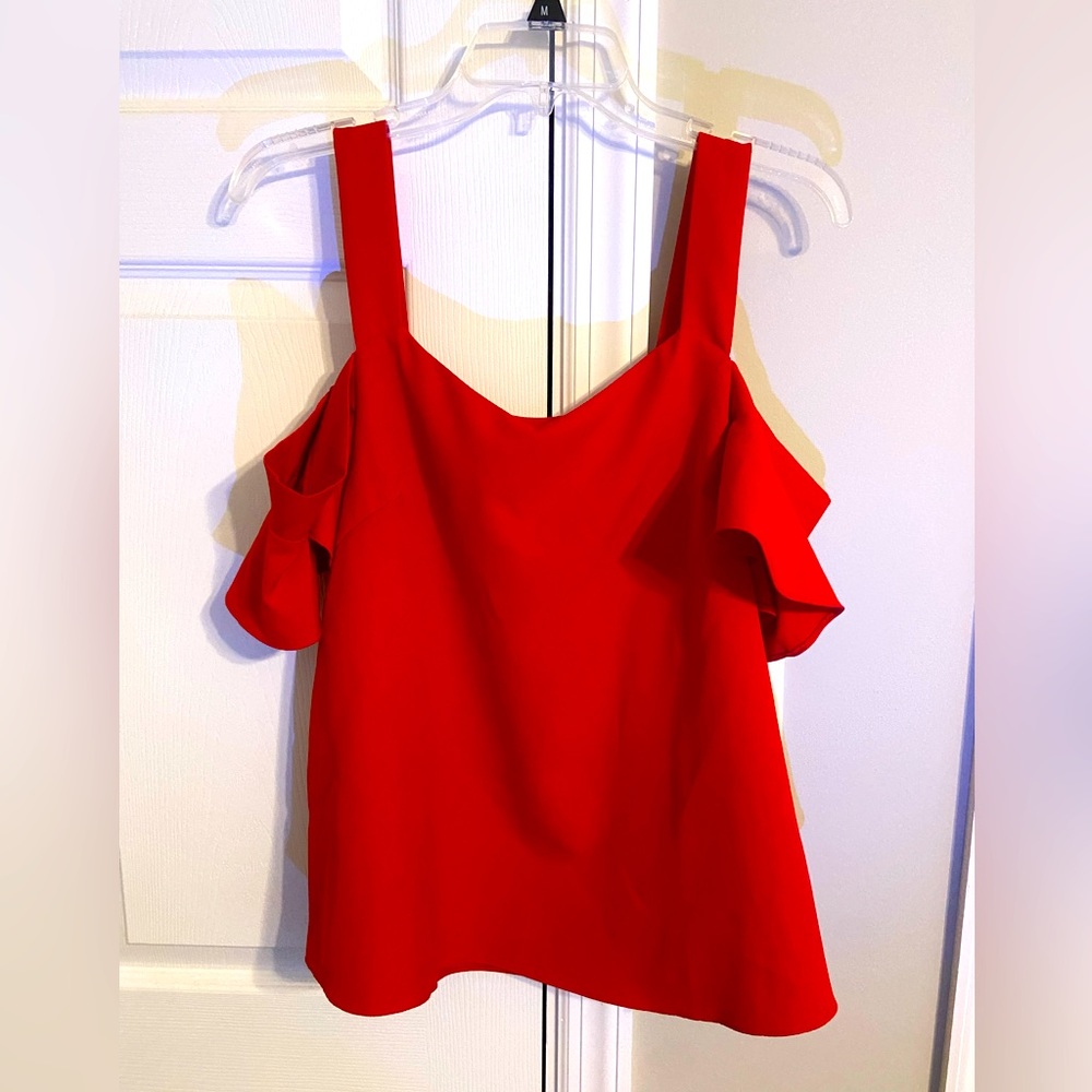 Alya Red top with off the shoulder sleeves size medium like new condition